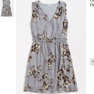 Gray Floral V Neck Mini Dress - NWT